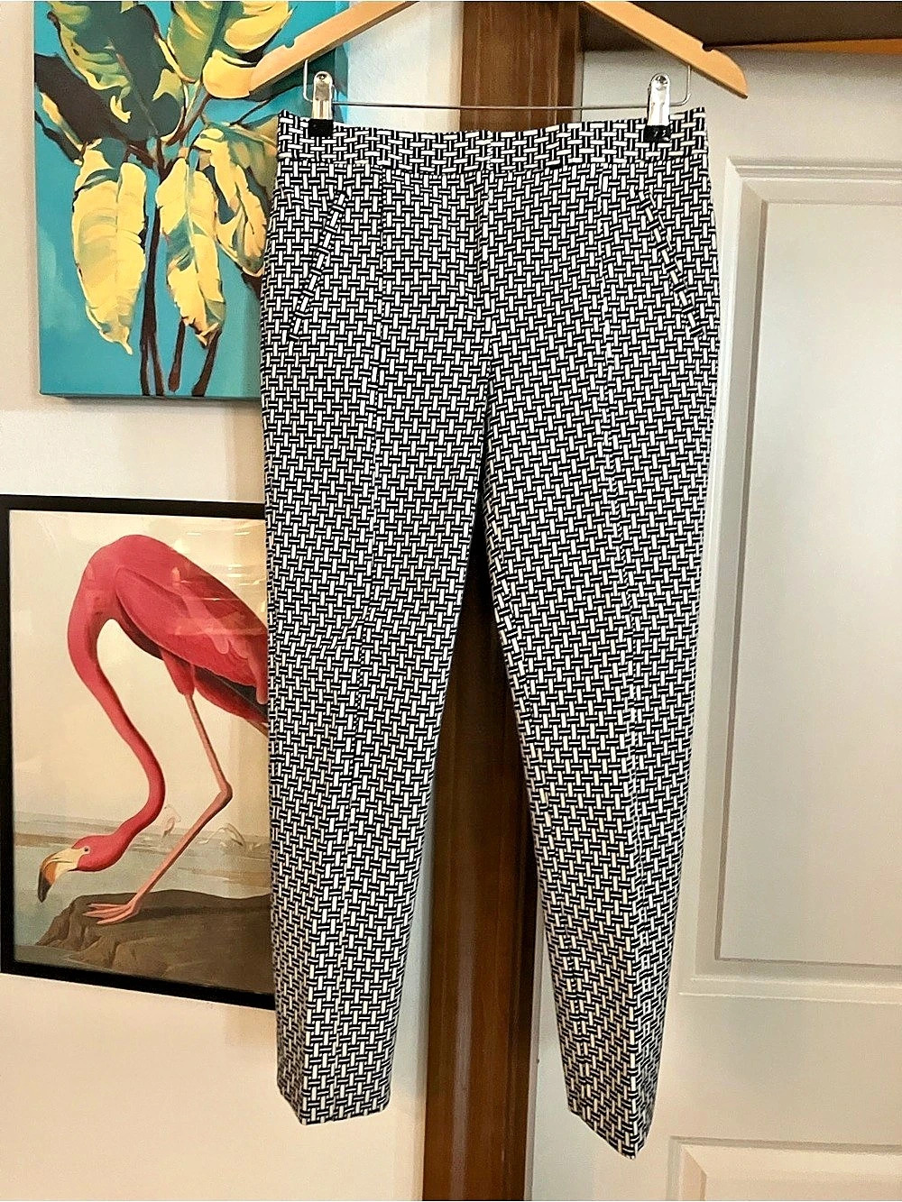Tory Burch Geometric Ankle Pants in Navy & Cream Size 4